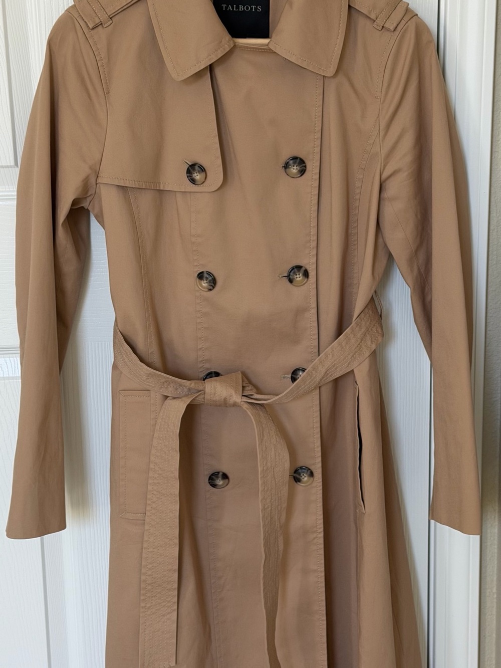 Talbots Double-Breasted Trench Coat in Camel/Tan